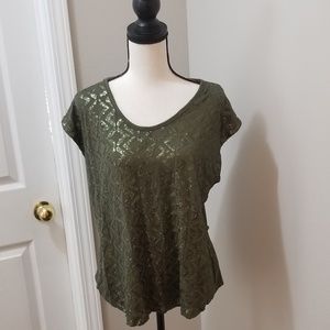 Liz Claiborne sz XL Forest green top